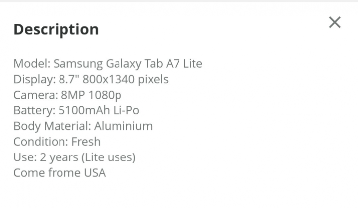 Samsung Tab A7 Lite
